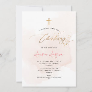 ArtsApp Elegant H2 Wast Bleek Roze Christening Kaart