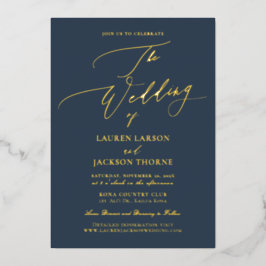 ArtsApp Elegant Luxe Kalligrafie Bruiloft DIY Kleu Folie Uitnodiging