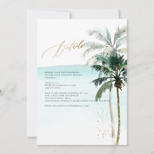 ArtsApp Elegant Tropisch Paradijs Palmen Shoreline Kaart (Achterkant)