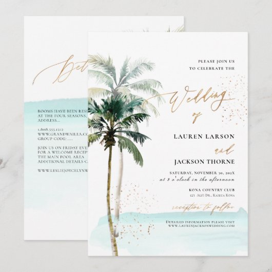 ArtsApp Elegant Tropisch Paradijs Palmen Shoreline Kaart (Voorkant / Achterkant)