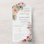 ArtsApp Elegant Tropisch Paradise Faux Gold Accent All In One Uitnodiging (Binnen)