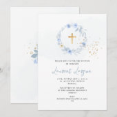 ArtsApp Elegante H2 Stofblauwe Rozen Doop Kaart (Voorkant / Achterkant)