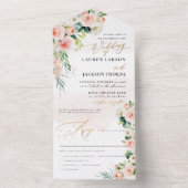 ArtsApp Elegante Roze Rozen Goudstof All In One Uitnodiging (Binnen)