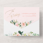 ArtsApp Elegante Roze Rozen Goudstof All In One Uitnodiging (Achterkant)