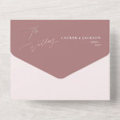 ArtsApp Faux Roos Gold Calligraphy Dusty Roos All In One Uitnodiging (Achterkant)