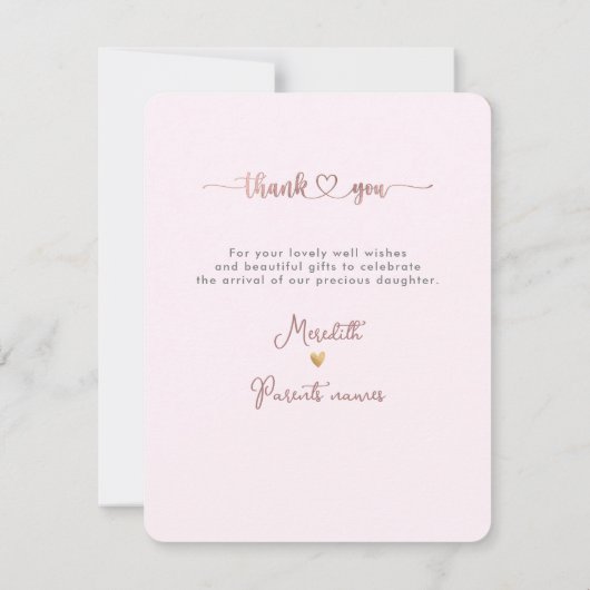 ArtsApp Faux Roos Gold Shower Hartelijk dank Kaart (Achterkant)