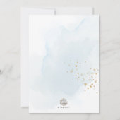 ArtsApp H2 Baby Blue Gold Calligraphy Baby shower Kaart (Achterkant)