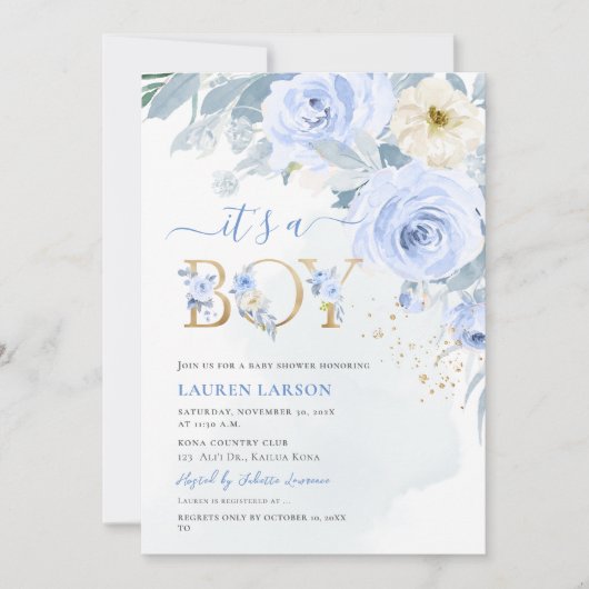 ArtsApp H2 Baby Blue Rozen Baby shower Kaart (Voorkant)