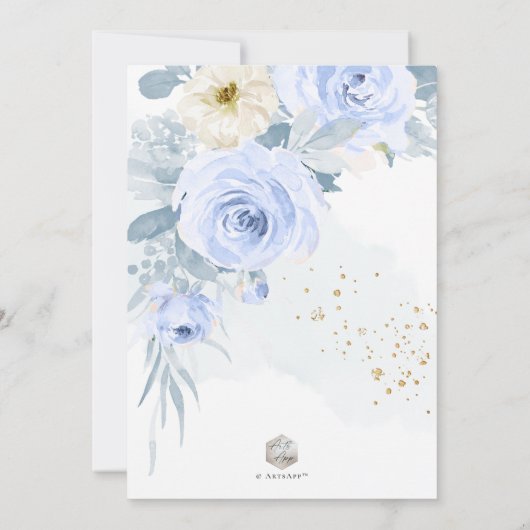 ArtsApp H2 Baby Blue Rozen Baby shower Kaart (Achterkant)