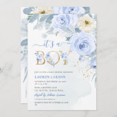 ArtsApp H2 Baby Blue Rozen Baby shower Kaart (Voorkant / Achterkant)