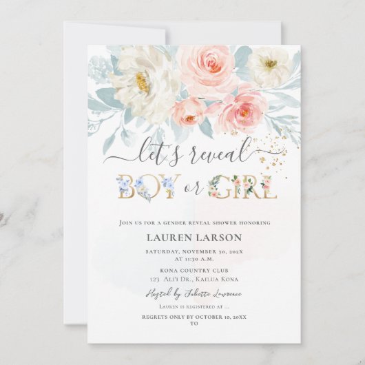 ArtsApp H2 Blush+Blue Rozen Geslacht Onthullen Dou Kaart (Voorkant)