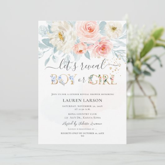 ArtsApp H2 Blush+Blue Rozen Geslacht Onthullen Dou Kaart (Staand voorkant)