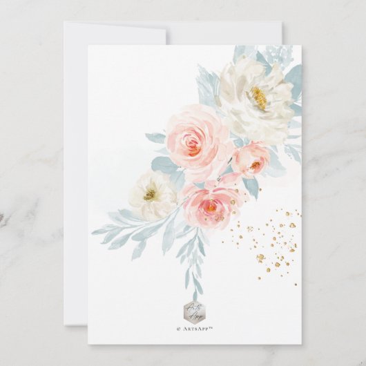 ArtsApp H2 Blush+Blue Rozen Geslacht Onthullen Dou Kaart (Achterkant)