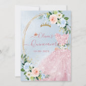 ArtsApp H2 Blush Blue Rozen Sparkling Quinceanera Kaart (Voorkant)