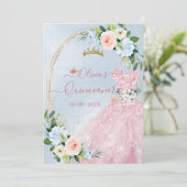 ArtsApp H2 Blush Blue Rozen Sparkling Quinceanera Kaart (Staand voorkant)