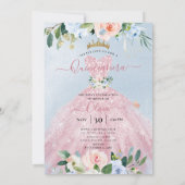 ArtsApp H2 Blush Blue Rozen Sparkling Quinceanera Kaart (Achterkant)