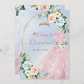ArtsApp H2 Blush Blue Rozen Sparkling Quinceanera Kaart (Voorkant / Achterkant)