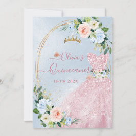 ArtsApp H2 Blush Blue Rozen Sparkling Quinceanera Kaart