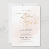 ArtsApp H2 Blush Pink Gold Calligraphy Baby shower Kaart (Voorkant)