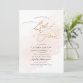 ArtsApp H2 Blush Pink Gold Calligraphy Baby shower Kaart (Staand voorkant)