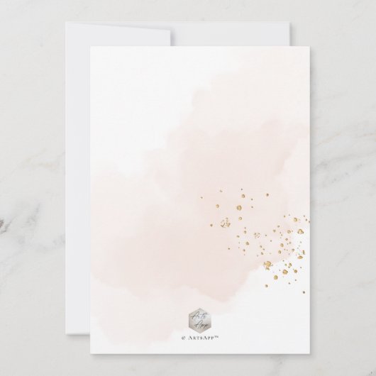 ArtsApp H2 Blush Pink Gold Calligraphy Baby shower Kaart (Achterkant)