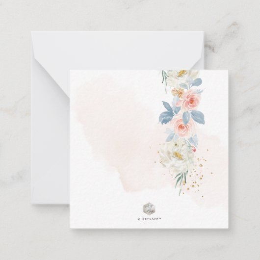 ArtsApp H2 Blush Pink Roses Baby shower Dank u Notitiekaartje (Achterkant)