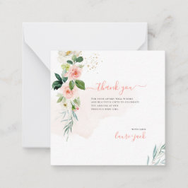 ArtsApp H2 Blush Pink Roses Baby shower Dank u Notitiekaartje