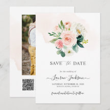 ArtsApp H2 Blush Pink Roses Save the Date Kaart