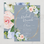 ArtsApp H2 Blush Roze Blauwe Rozen Bruidsbrunch Kaart (Voorkant / Achterkant)