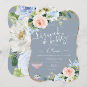 ArtsApp H2 Blush Roze Blauwe Rozen Brunch Bubbly Kaart (Voorkant / Achterkant)