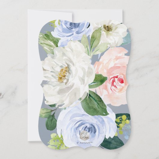 ArtsApp H2 Blush Roze Blauwe Rozen Brunch Bubbly Kaart (Achterkant)