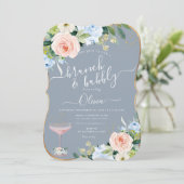 ArtsApp H2 Blush Roze Blauwe Rozen Brunch Bubbly Kaart (Staand voorkant)