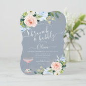 ArtsApp H2 Blush Roze Blauwe Rozen Brunch Bubbly Kaart (Staand voorkant)