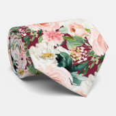 ArtsApp H2 Blush Roze Rozen Bourgondische bruiloft Stropdas (Opgerold)