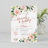 ArtsApp H2 Blush Roze Rozen Brunch Bubbly Folie Feestdagenkaart (Staand Voorkant)