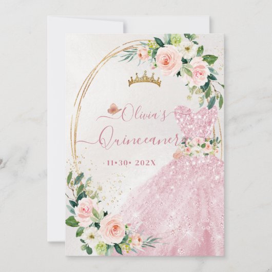ArtsApp H2 Blush Roze Rozen Sparkling Quinceanera Kaart (Voorkant)