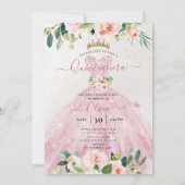 ArtsApp H2 Blush Roze Rozen Sparkling Quinceanera Kaart (Achterkant)