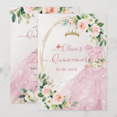 ArtsApp H2 Blush Roze Rozen Sparkling Quinceanera Kaart (Voorkant / Achterkant)