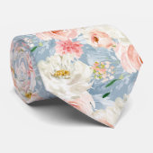 ArtsApp H2 Blush Roze Rozen Stofblauw Stropdas (Opgerold)