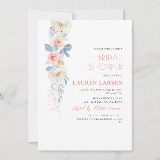 ArtsApp H2 Blush Roze Rozen Stoffig Blauw Blauw Bl Kaart (Voorkant)