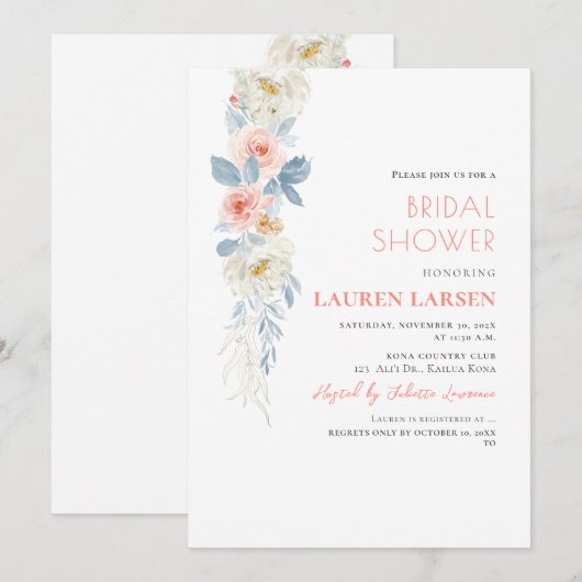 ArtsApp H2 Blush Roze Rozen Stoffig Blauw Blauw Bl Kaart (Voorkant / Achterkant)