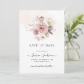 ArtsApp H2 Dusty Pink Roses Save the Date Kaart (Staand voorkant)
