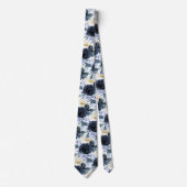 ArtsApp H2 Navy+Stofbloemen Bruiloft Stropdas (Voorkant)
