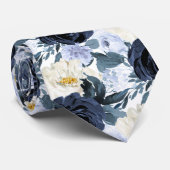 ArtsApp H2 Navy+Stofbloemen Bruiloft Stropdas (Opgerold)
