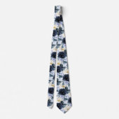 ArtsApp H2 Navy+Stofbloemen Bruiloft Stropdas (Achterkant)