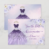 ArtsApp H2 Ombre Paarse sprankelende quinceanera Kaart (Voorkant / Achterkant)