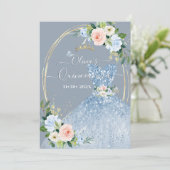 ArtsApp H2 Roze Blauwe Rozen Sparkling Quinceanera Kaart (Staand voorkant)