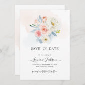 ArtsApp H2 Stoffig Blauw Blush Roze Botanische Kaa Kaart (Voorkant / Achterkant)