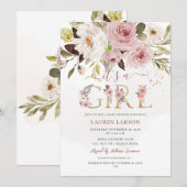 ArtsApp H2 Stoffig Roos Rozen Baby shower Kaart (Voorkant / Achterkant)