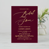 ArtsApp Luxe Calligrafie Burgundy Gold Folie Uitnodiging (Staand Voorkant)